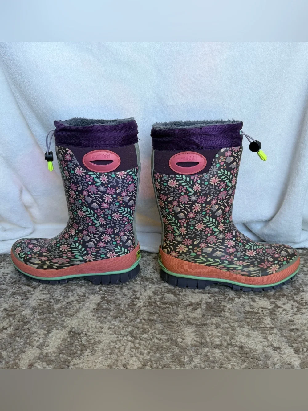 Western Chief Girls Floral Waterproof Snow Boots - Purple, Pink, Mint